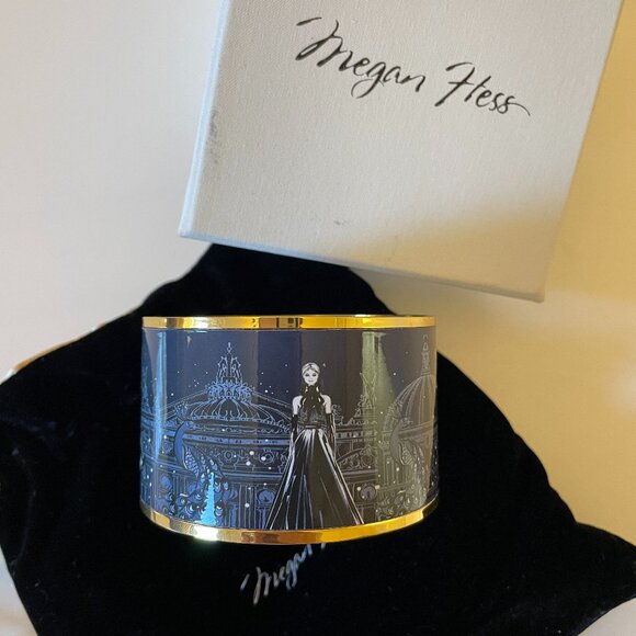 Authentic Megan Hess Enamel Bracelet Bangle 18k Gold Plated - Picture 3 of 10